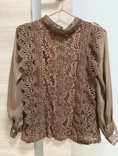 レース切り替え長袖ブラウス ブラウン OLIVE des OLIVEのサムネイル