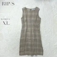 RIP/S チェック柄 リネンワンピース✨麻100% カジュアル ゆるだぼ XL