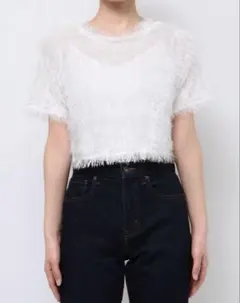 Dazzlin フリンジ半袖Tシャツ オフホワイト Fサイズのサムネイル