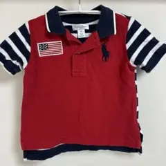 Ralph Lauren 赤 ネイビー ストライプ ポロシャツ 12M