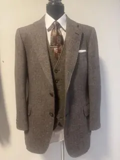 【Burberry】ブラウン ツイードスーツ ビジネスカジュアル