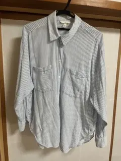 H&M 青と白のストライプ 長袖シャツ Lサイズ