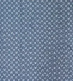 青い幾何学模様の綿生地 95×40+α