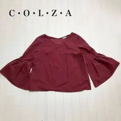 COLZA コルザ　フレアスリーブ トップス ワインレッド Ｖネック　ブラウス