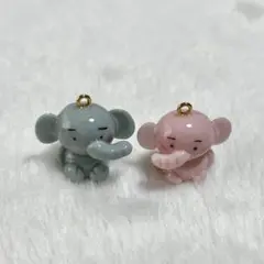 ぞうさんカップル 樹脂粘土キーホルダー