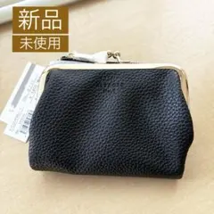 新品未使用《ALTROSE》がま口 2つ折り ミニ財布 ブラック　ゴールド