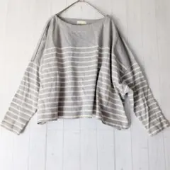 アースミュージックアンドエコロジー カットソー F ボーダー ドロップショルダー