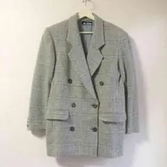 値引き！美品！薄いグレー、グリーン、茶の 混合ウール チェスターコート