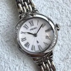 SEIKO エクセリーヌ ソーラー電波 シェル ダイヤベゼル 腕時計 1482