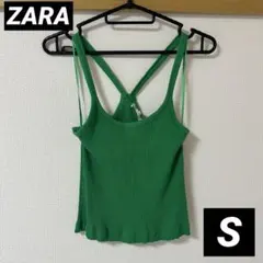 ZARA Sサイズ　キャミソール　緑　タンクトップ　無地のサムネイル