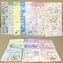 サンリオ シール14枚セット　箔押しシール　フレークシール　キティ　シナモン