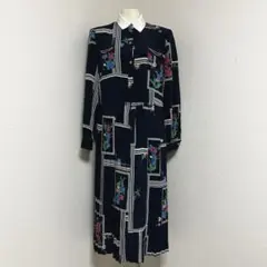 80s 日本製 ヴィンテージ 昭和レトロ ワンピース レトロワンピ 花柄 襟付き