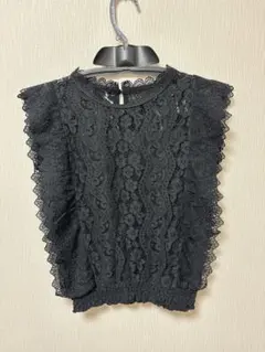 DHOLIC ブラックレースノースリーブトップス