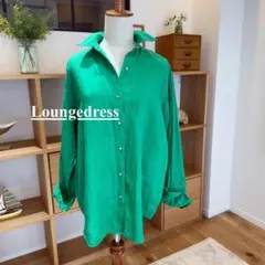 Loungedress ラウンジドレス リネン バックタイシャツ 金色ボタン