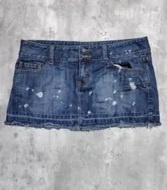 k子様専用 ROXY デニムミニスカート カットオフ 短丈 ペイント サーフ