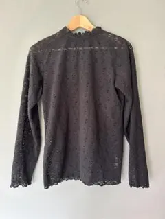 【未使用】LOWRYS FARMレース 長袖シャツ 黒 フリル襟