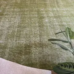 89×159抹茶グリーン　ワンカラーラグ　トルコヴィンテージラグ