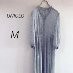 【美品】UNIQLOユニクロ　シフォンプリーツロングワンピース　キャスキッドソン