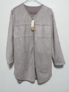 【新品未使用】スウェード調アウター　ノーカラージャケット　Mサイズ　タグ付き