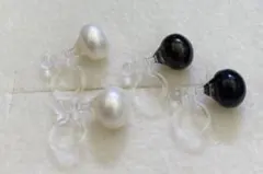 327 淡水真珠イヤリング　白黒　2色　セレモニー　ホワイトブラック