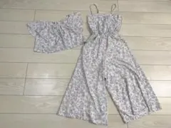 花柄　サロペット