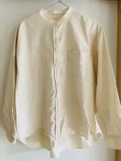 長袖シャツ　スタンドカラーシャツ　アメリカンホリック　M 生成り
