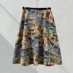 T176【ネイキッドクイーン】デザインスカート　総柄　派手　６１　綿　春夏　大人