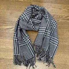 千鳥格子　ストール　薄手　モノトーン　白黒