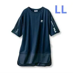 【新品】LL　FILA　メッシュ　半袖　チュニック　ネイビー　ゆったり　Tシャツのサムネイル