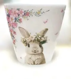 デコパージュ　楕円収納ボックス　花冠うさぎ