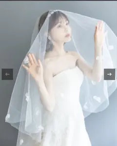 ウェディングベール お花型装飾付き