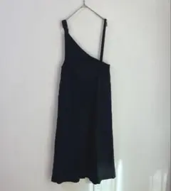 4648 アントマリーズ　麻　綿　ジャンスカ　キャミワンピース　ロング　黒