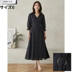 上品な抜け感✨フレイアイディー リネン混カシュクールワンピース 美シルエット0