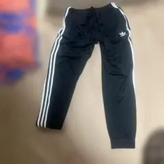 adidas ブラック ジョガーパンツ、ジャージー下3本ライン
