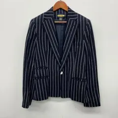 【美品】 ラルフローレンラグビー リネンストライプテーラードジャケット サイズ6