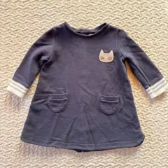 【Petit Bateau】 長袖ワンピース 12m 74cm