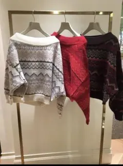 スナイデル☆アーガイル柄オフショルダーニットセーター