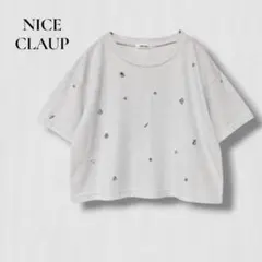 .ナイスクラップ 半袖Tシャツ 白　ホワイト　クロップド　ショート丈　装飾のサムネイル