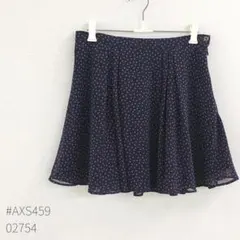 VIGNYドット柄シフォンミニスカート　サイズF ブラック　サイドプリーツのサムネイル