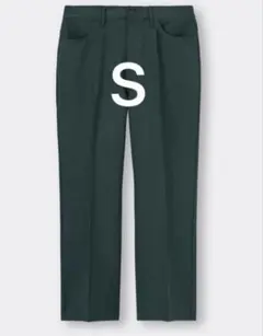 【新品】GU センタープレス ストレートパンツ 丈標準 グリーンSサイズ