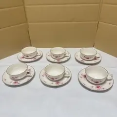 M8846 ノリタケ カップ＆ソーサー 6客 ピンクフラワー 花柄