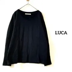 LUCA 長袖カットソー　タック袖　デザイン襟　トップス　ブラック　F
