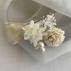 ドライフラワー髪飾り　成人式　結婚式　七五三　発表会　浴衣　夏祭り　前撮り　白系