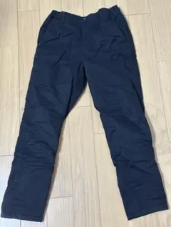 黒いゴムウエスト長ズボン フリース裏地付き