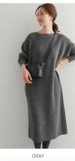 アーバンリサーチ DOORS ワイドリブ切り替えニットワンピース