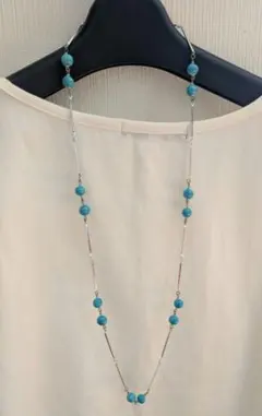 m*6様 ターコイズビーズ ロングネックレス