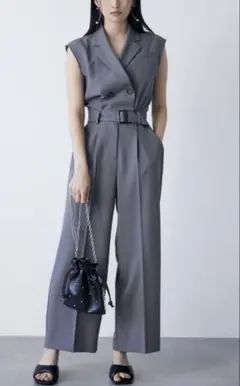 MURUA テーラードノースリオールインワン グレー　2 M ムルーア