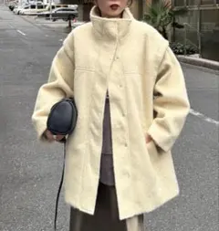 チャオパニック　シャギー袖取り外しスタンドハーフコート　未使用