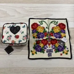 ❣️新品・未使用❣️ANNA SUI ポーチ ハンカチ セット 薔薇 蝶