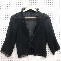 レトロ ダーク フェミニン ブティック 古着 フリル装飾 シアープリーツカーデ